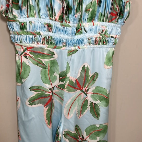 Anthropologie Hutch Ruched Jumpsuit Light Blue Tropical Sz 10 NEW - Picture 8 of 16